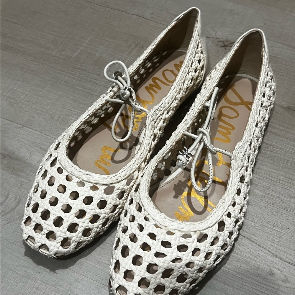 Sam Edelman White Woven Flats
